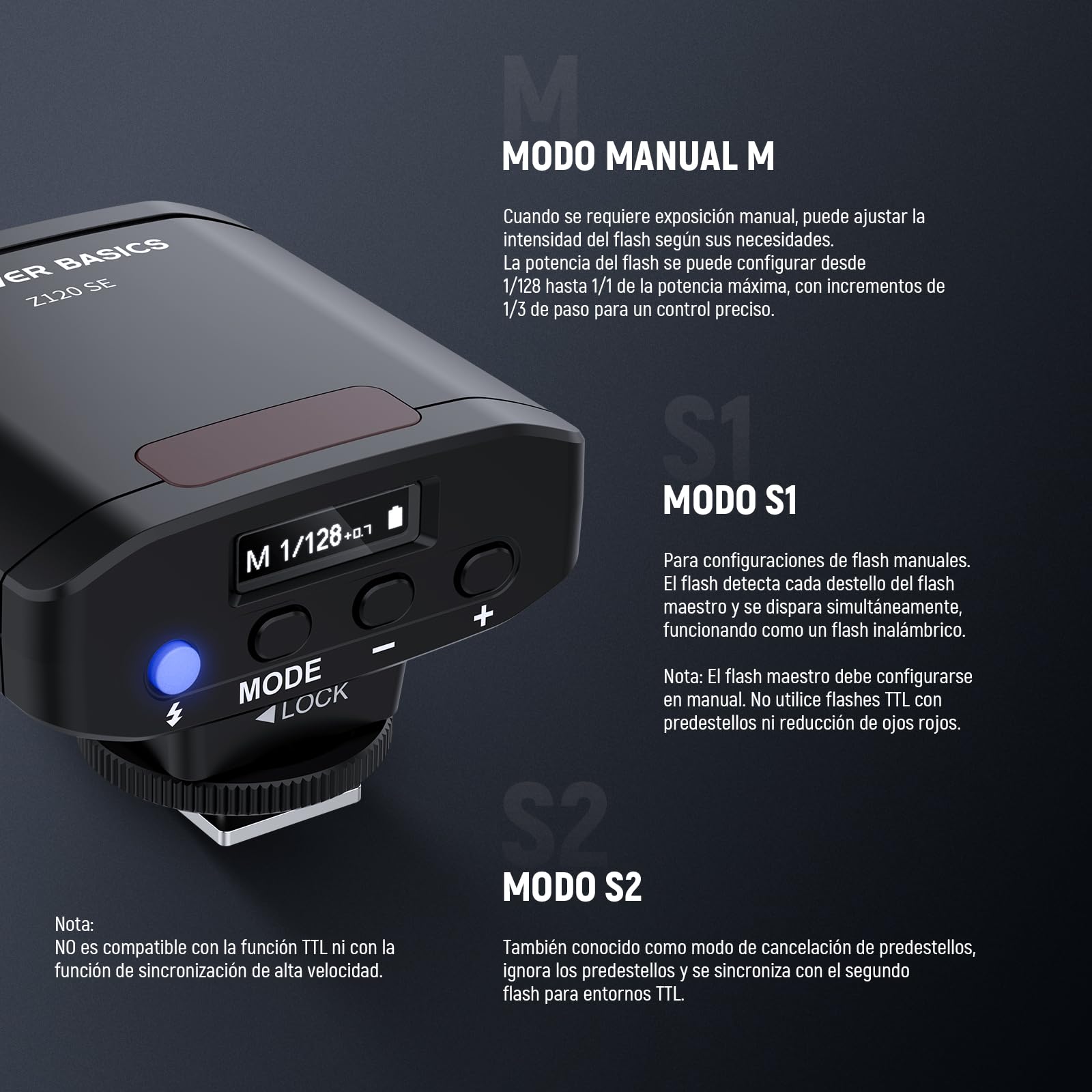 NEEWER BÁSICO 5600K Mini Cámara Flash Speedlite GN12, 2000mAh/500 Flashes/0,1-1,8s, Reciclable Ligero Compatible con Canon Fujifilm Sony Nikon Cámara Digital Zapata Estándar para Foto Estudio,Z120 SE