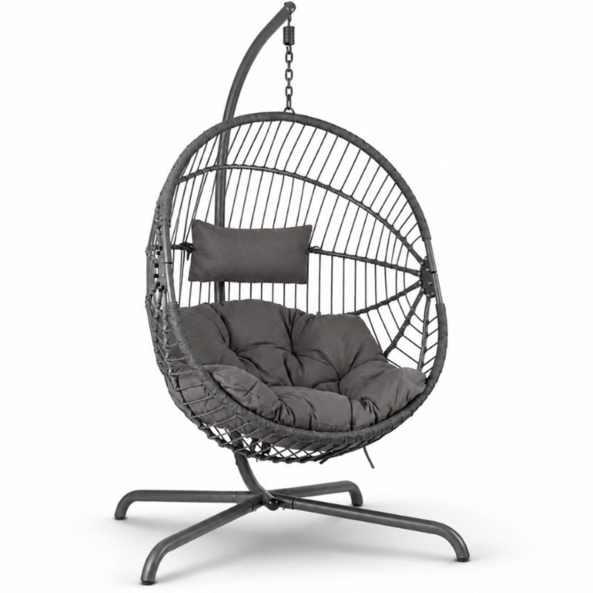 Arebos Hängesessel Outdoor mit Gestell | höhenverstellbar | 130 kg | Grau