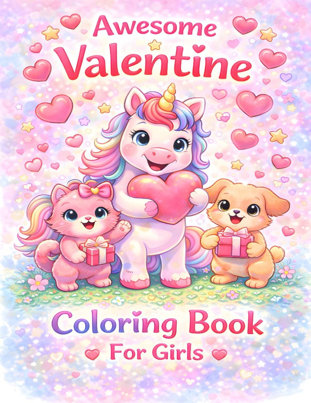 Awesome Valentine Coloring Book For Girls: Cute Valentine Coloring Pages with Unicorns, Animals, Hearts, and Fun for Girls Ages 3–9 (Awesome Valentine for Kids)