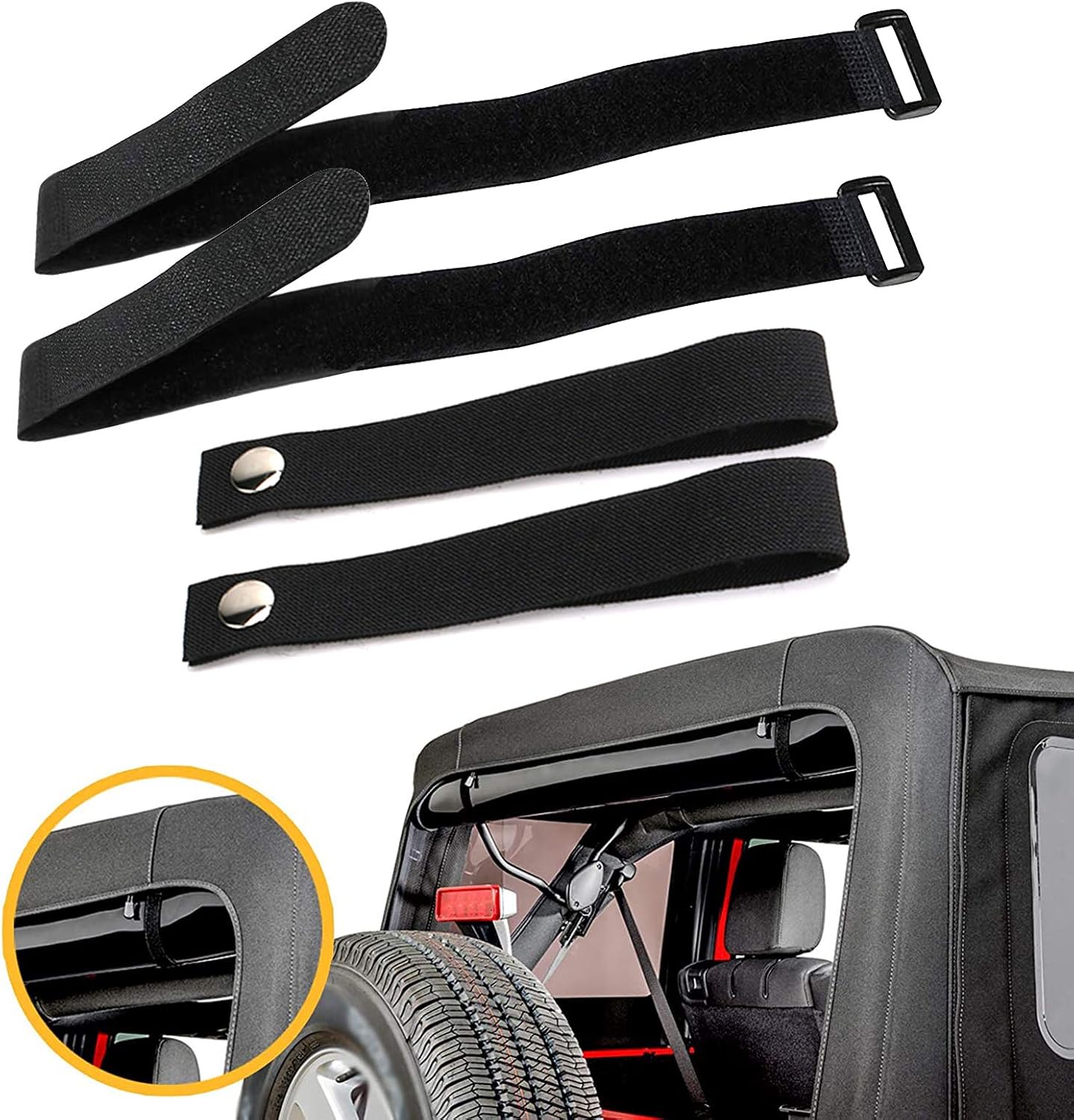 Buy For Jk Soft Top Strap For Jeep Wrangler 07 18 4 Pack Car Tie Down Strap Accessorise Online In Indonesia B07s8v4453