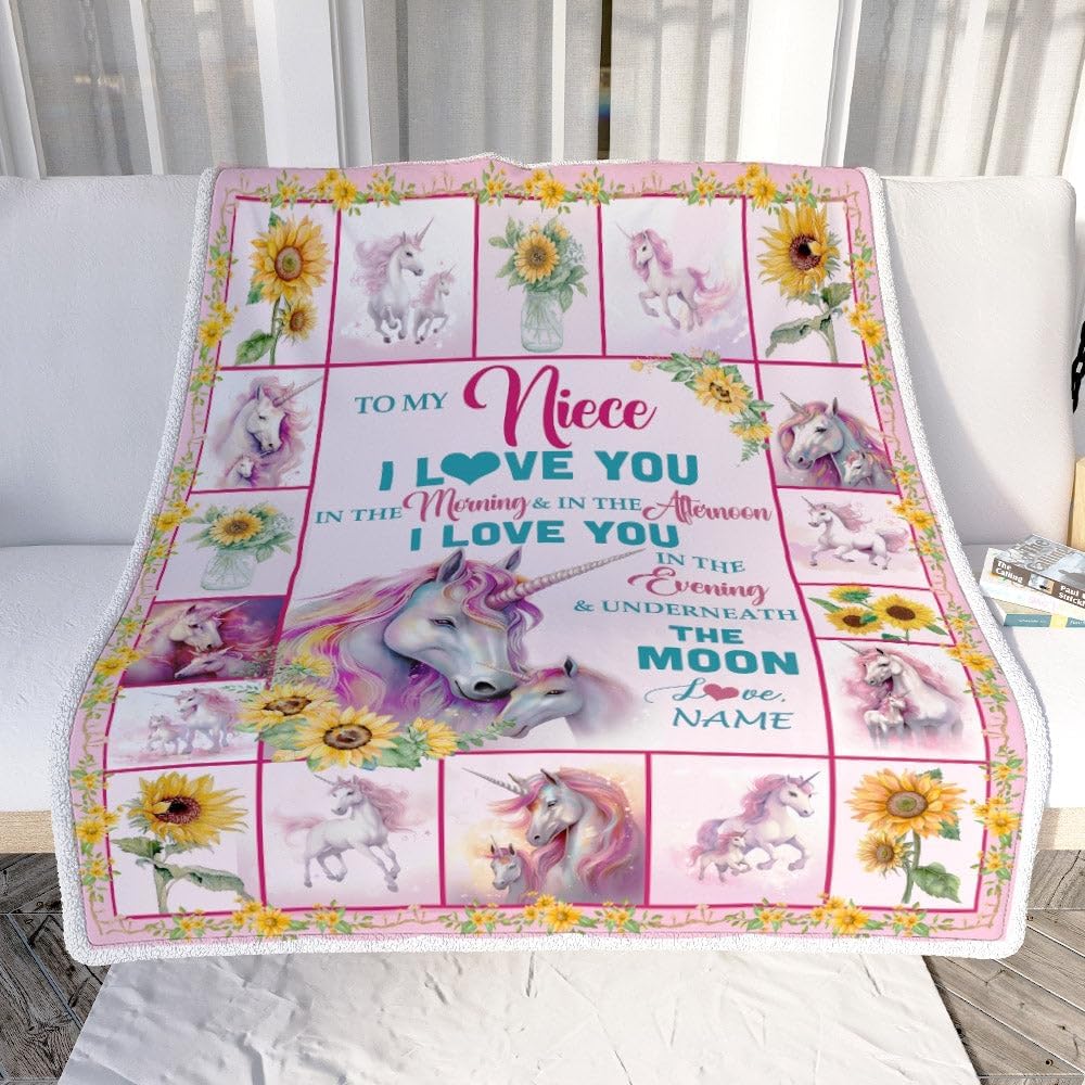 Personalized to My Niece Unicorn Blanket from Uncle Aunt Never Forget I Love You Niece Birthday Graduation Christmas Customized Bed Fleece Blanket (30 x 40 '' - Baby Size), Multicolor 542