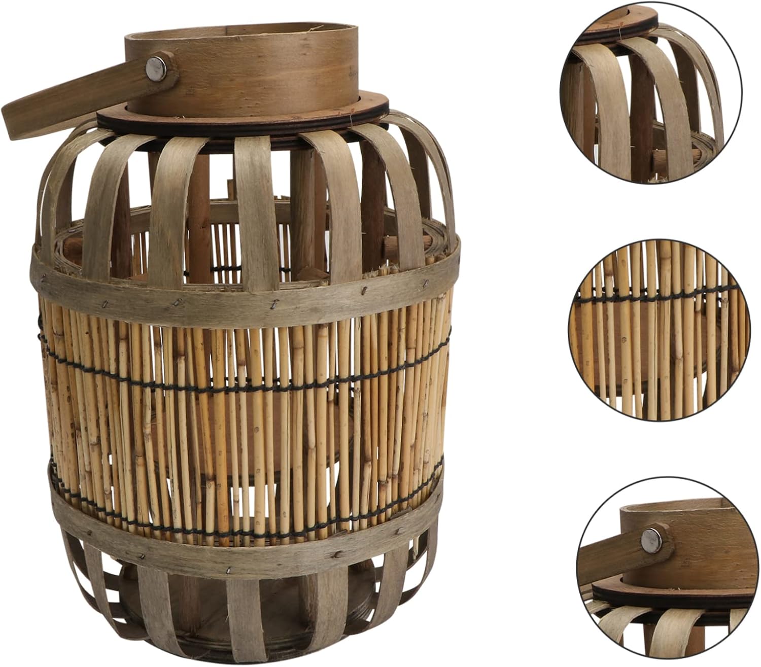 Elegant Retro Style Decorative Candle Lanterns Handmade Woven Country Decor Wooden Candlestick for Home