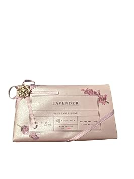 Alchimia Lavender Vegetable Handmade Italian Soap Bar With Jeweled Flower Charm Silk Like Paper Wrap10.5 Oz 10.5 Oz, Cream