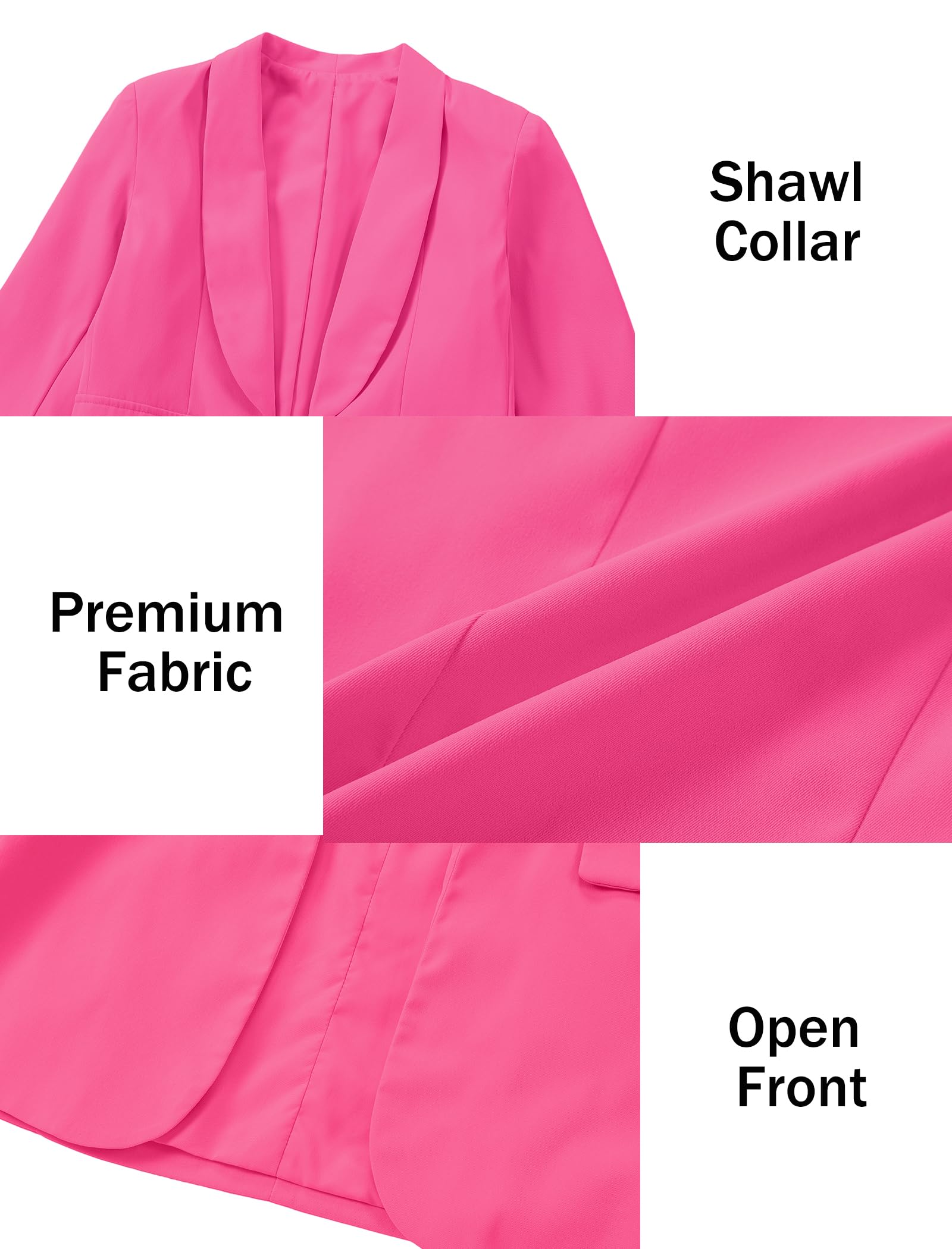EXARUS Mädchen-Blazer-Jacke, Teenager-Anzug, langärmelig, Schalkragen, formelle Blazer, offene Vorderseite, Innentasche für Kinder von 6–12 Jahren