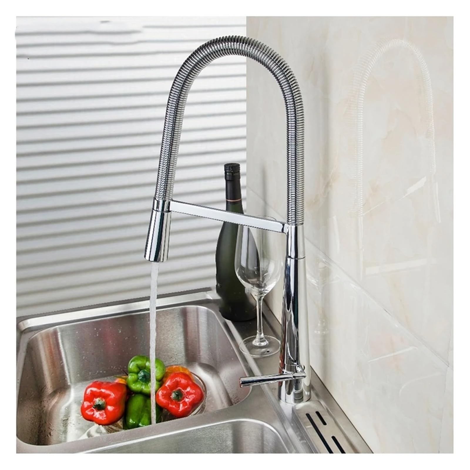 DFGHNBVC Solid Brass Chrome Swivel Kitchen Faucet Deck Mounted Mixer Tap Pull Down Single Handle Basin Sink Faucets Faucet Tap Mixer Tap Faucet, Cf001