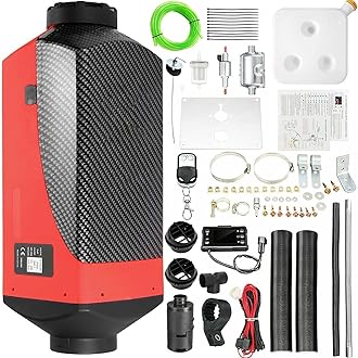 Diesel Air Heater, 12V 5KW Parking Heater Diesel Night Heater with Silencer LCD Monitor Thermostat Remote Control 10L Tank For Car Trailer Truck Van SUV Boat Lorry Bus RV Touring(Red)