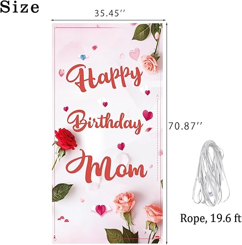 Miniatura 2 de Labakita Cartel de puerta de feliz cumpleaños para mamá, decoraciones de cumpleaños para mamá, pancarta de puerta de cumpleaños para mujer, telón de