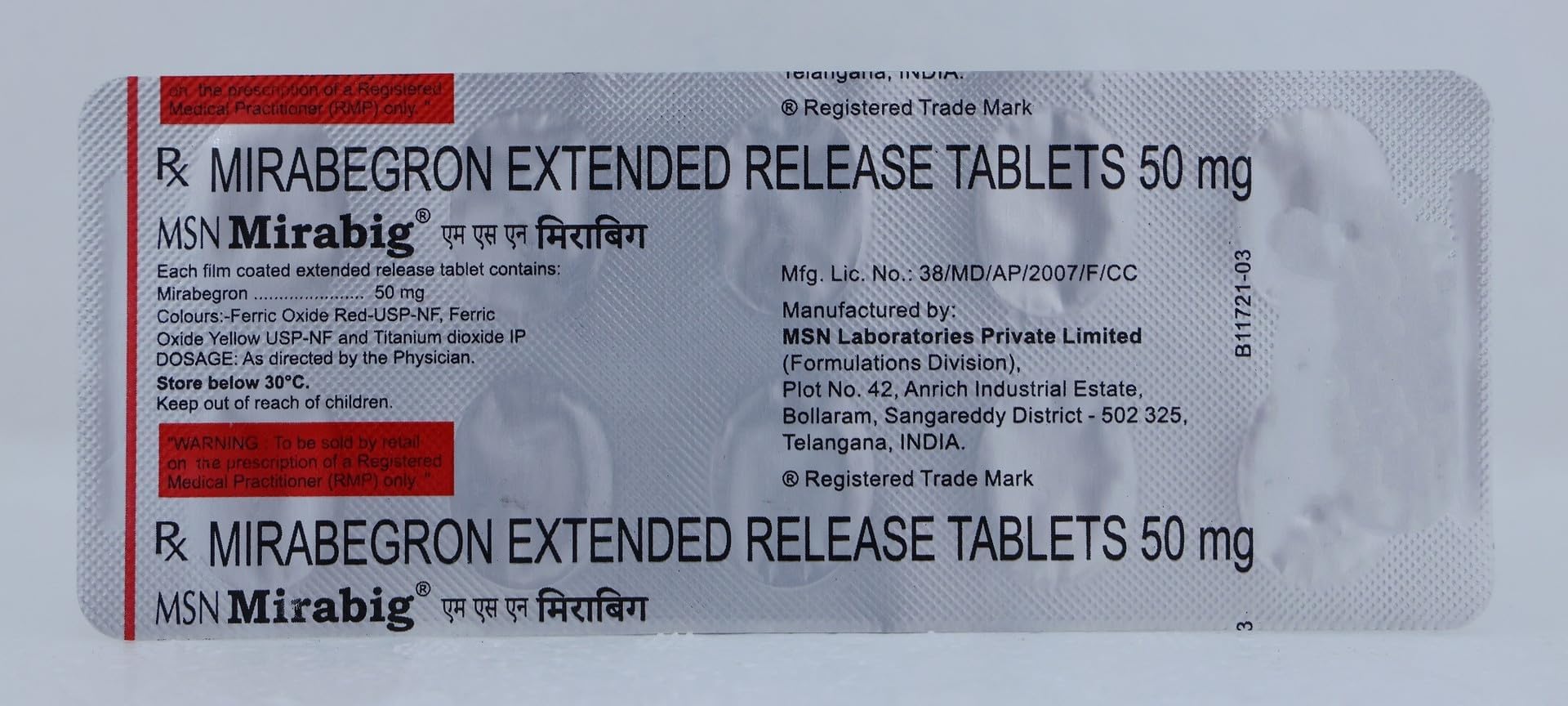 Mirabig 50mg - Strip of 10 Tablets