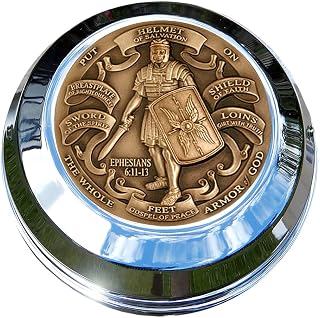 Indian Gas Cap Coin Mount Set with Armor Of God Brass for Chieftain, Chief Classic, Chief Vintage, Dark Horse, Roadmaster