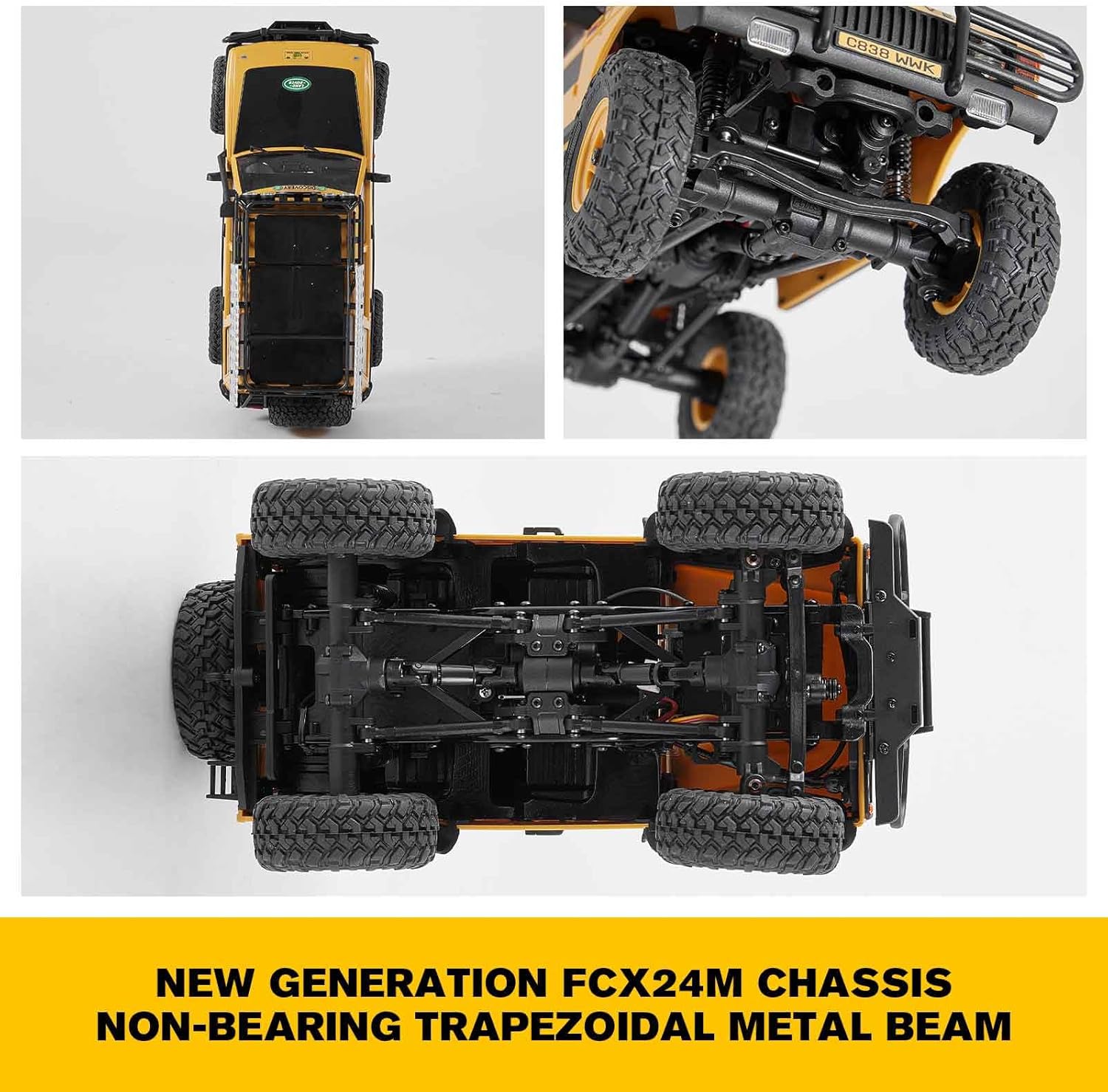 FCX24M FMS 1/24 RC Crawler, Land Rover Family, 2.4Ghz Off-Road RC Rock Crawler with Lighting Effects, Speed Switch and Accessory Packs, RC Cars for Adults (Discovery)