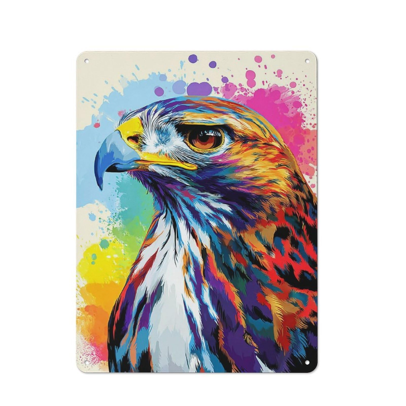 Junmoney Colorful Eagle Art Print Vintage Vintage Tin Sign 40X30cm, Cafe Wall Decor For Bakery, Diner, Cafe Or Family Room