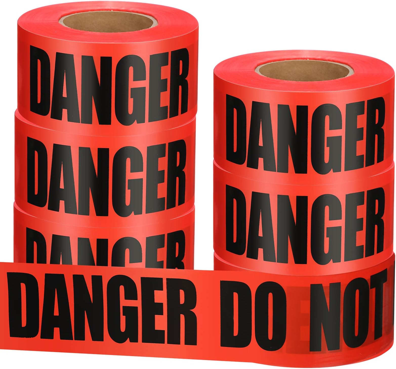 Treela 6 Pcs 3 Inch x 1000 ft Caution Danger Tape Roll Do Not Enter Cross Construction Warning Safety Tape for Hazardous Areas Halloween (Danger,Red)