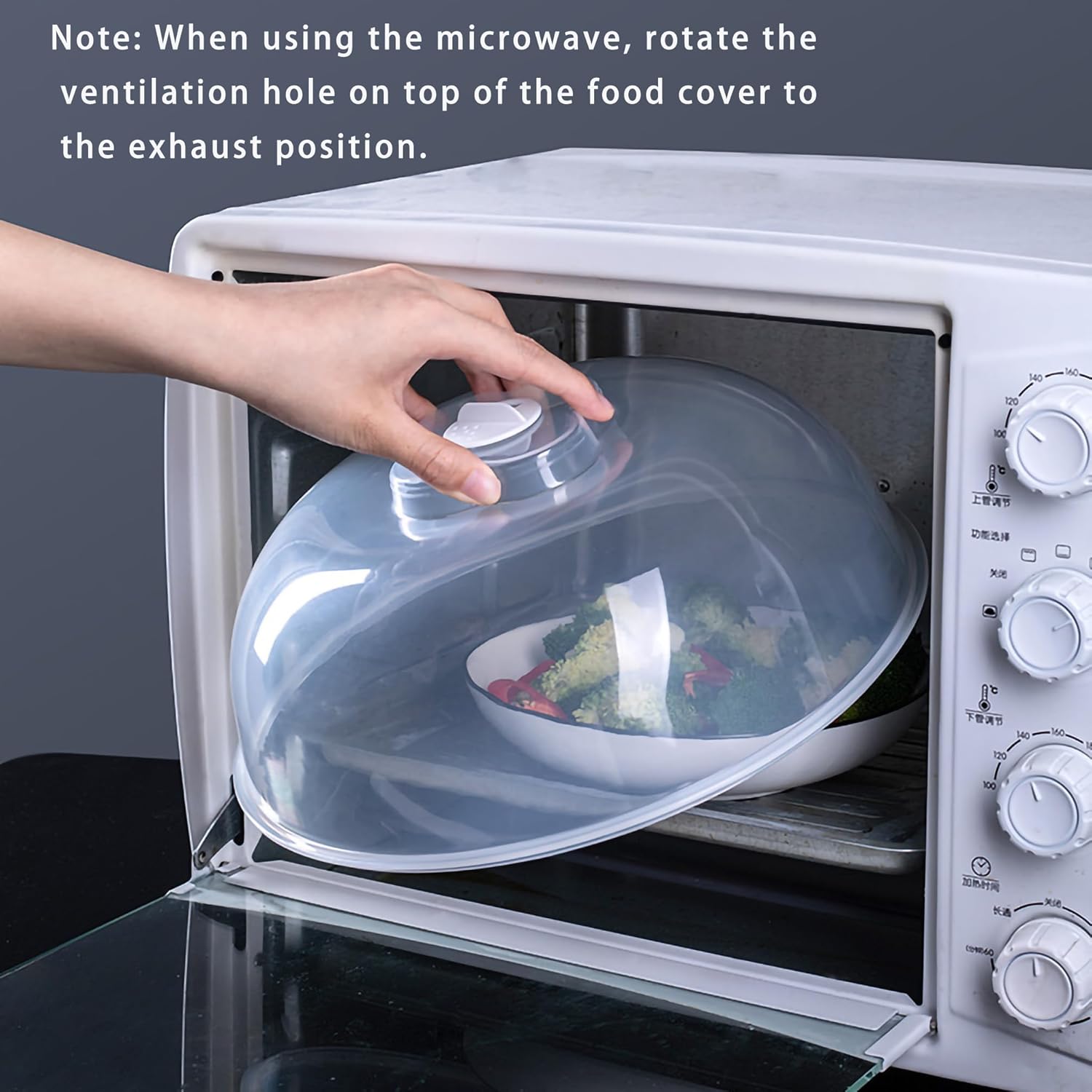 FixtureDisplays® 11.4 Inch Microwave Splatter Cover Clear for Food, Transparent Cover with Adjustable Steam Vents 22015-2D