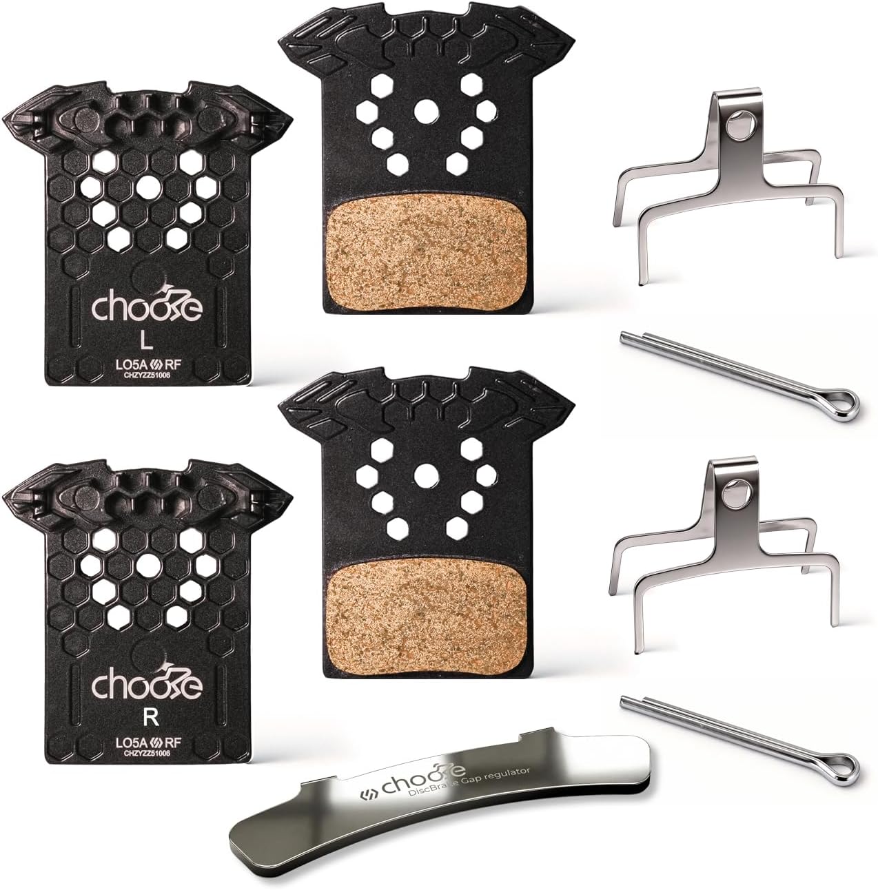 Chooee L05A-RF Disc Brake Pads,Cooling Fin Bike Brake Pads for Shimano L02A L03A L04A,2 Pair Polymetallic Bicycle Brake Pads for Shimano XTR XT SLX DEORE Brake Pad