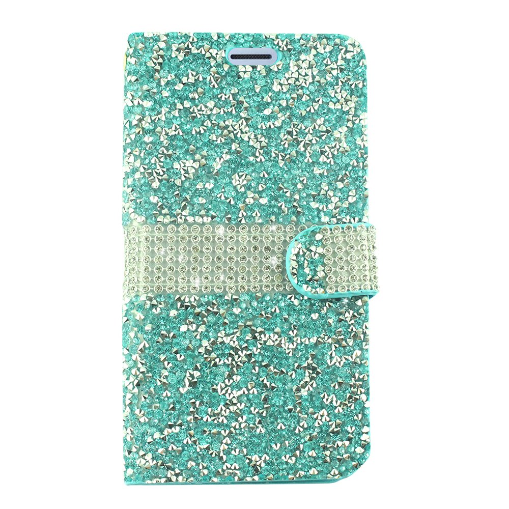 Galaxy J3 2018 J3 Star/Achieve/Aura/Orbit, Sol3, Express Prime 3, Amp Prime 3, J3 V J3V 3rd Gen J337 - Crystal Flip Wallet Case for Samsung + Tempered Glass Screen Protector