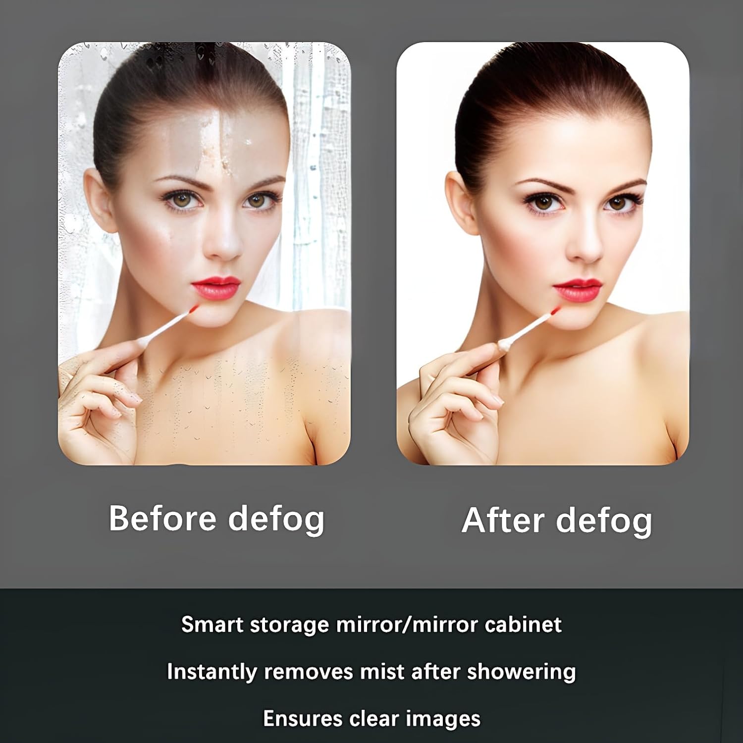 Double Bathroom Vanity with Sinks - Stylish Floating Bathroom Vanity Set - Includes LED Smart Defogging Mirror & Faucet - Multi-Layer Solid Wood Material (Gray, 64 in)