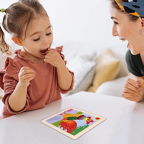 Miniatura 6 de Rompecabezas para niños - 9 piezas de madera Dibujos Animados Rompecabezas de animales para niños, rompecabezas de madera juguete educación temprana