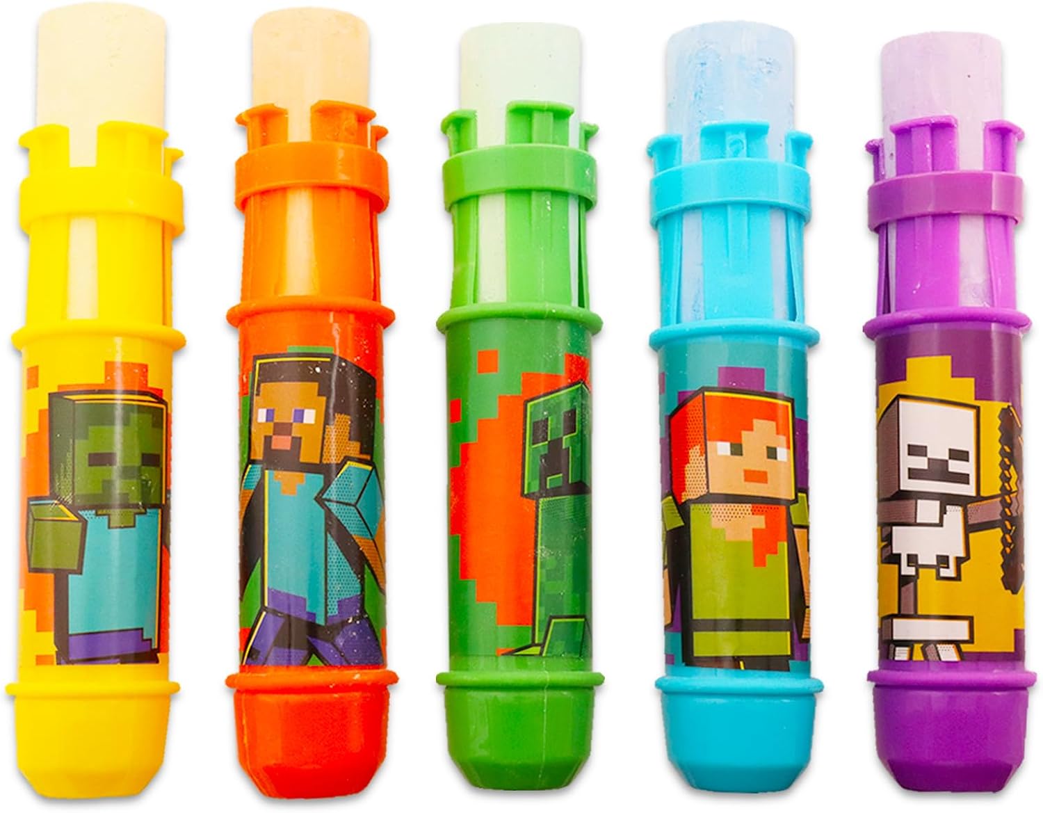 Minecraft Jumbo Chalk Sticks Party Supplies - Bundle with Chalk Holder, Stickers & More