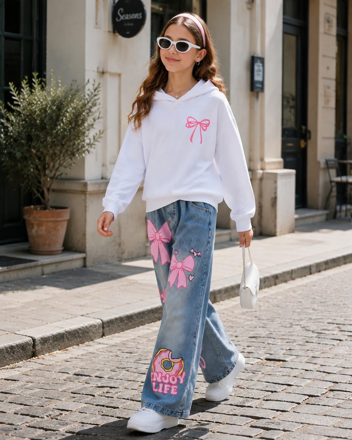 Cakaner Girls Clothes Cute Hoodie Jeans