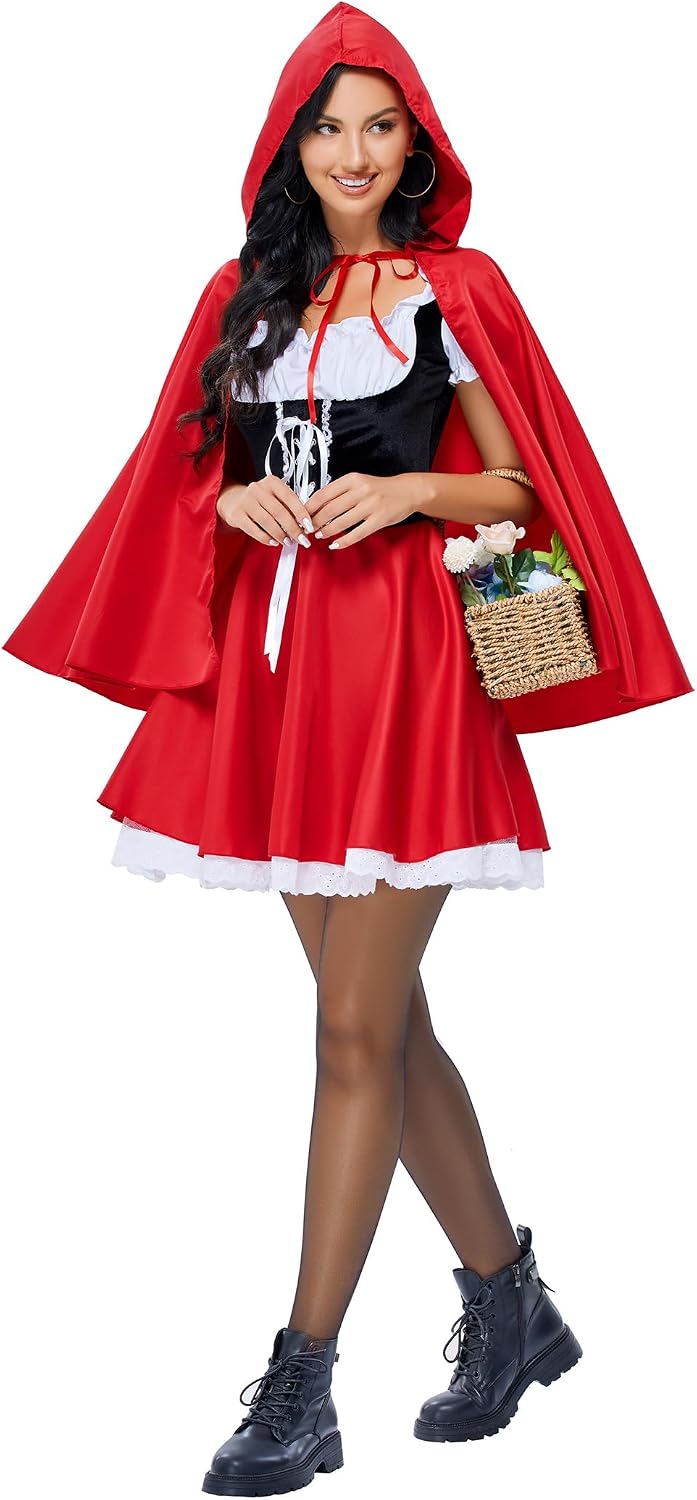 KOJOOIN Women Little Red Riding Hood Costume Women