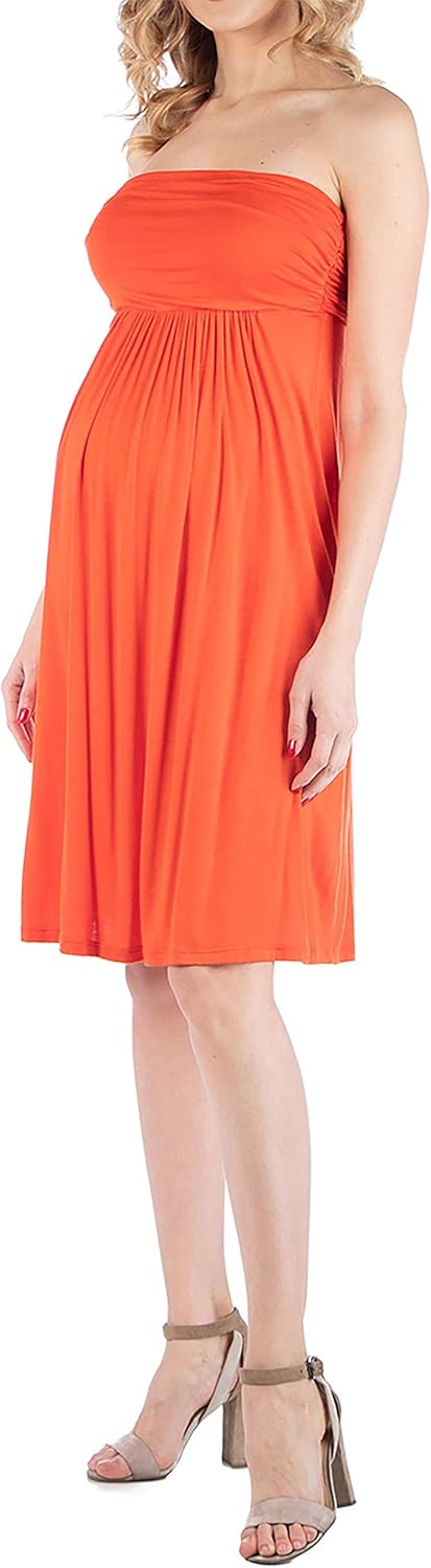 24seven Comfort Apparel Womens Maternity Empire Waist Tube Strapless Beach Mini Dress - Made in USA -Small-3X