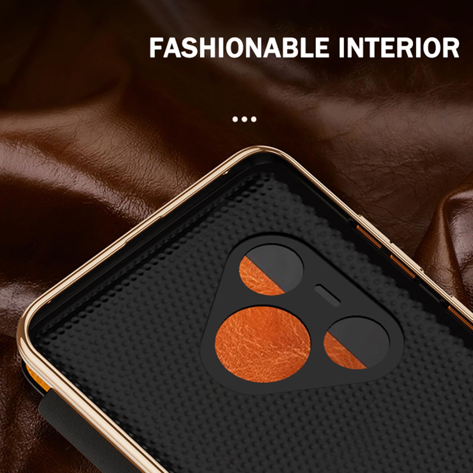 Schwarz,70, Handyhülle Für Huawei Pura 70 Ultra/70 Pro +/70 Pro/70, View-Fenster Intelligenter Schlaf Hülle Echtes Leder Retro Flip Rundumschutz Schutzhülle