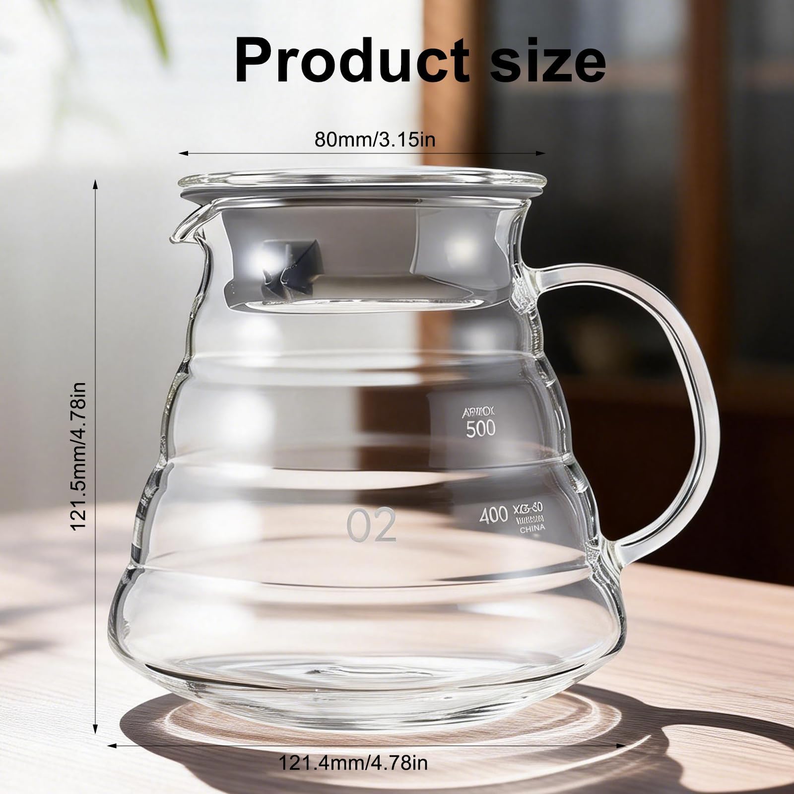 600 ml Teiera in Vetro, Caraffa da Caffè in Vetro con Coperchio, Trasparente Teiera Trasparente, Caraffa Acqua per Caffè e Tè