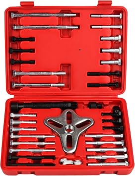 46pcs Harmonic Balancer Puller Set Crankshaft Pulley Puller Steering Wheel Flywheel Power Steering Pulley Puller Installer Tool Set for Most Pickups, SUVs, Cars,