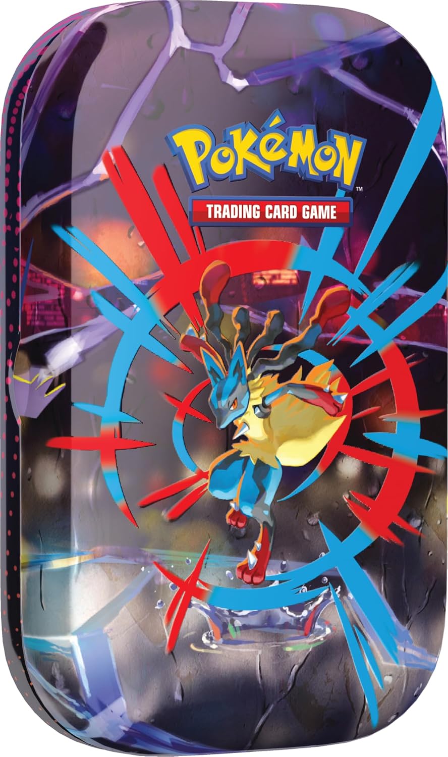 Pokémon TCG: Mega Heroes Mini Tin – Mega Lucario (1 Sticker, 1 Art Card & 2 Booster Packs)