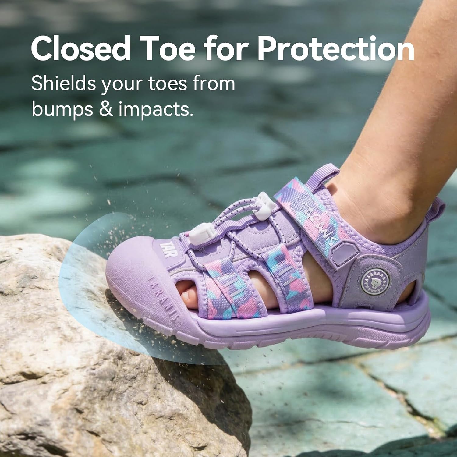 TARANIS Boys Girls Summer Outdoor Athletic Sport Sandals Hiking Beach Closed Toe Adjustable for Toddler Little Big Kids