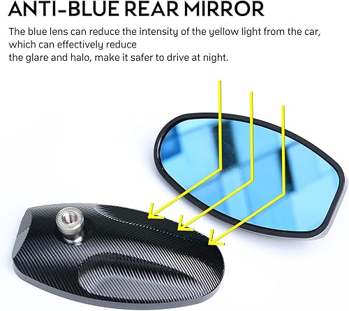 Miniatura 4 de WTZMOTO Espejos de extremo de barra de manillar de motocicleta, espejo retrovisor universal de 78 pulgadas de 0.866in compatible con la mayoría de