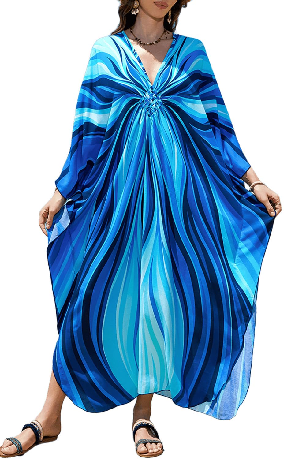 L-Peach Women's Summer Long Beach Dress Kimono Maxi Kaftan Cover ups