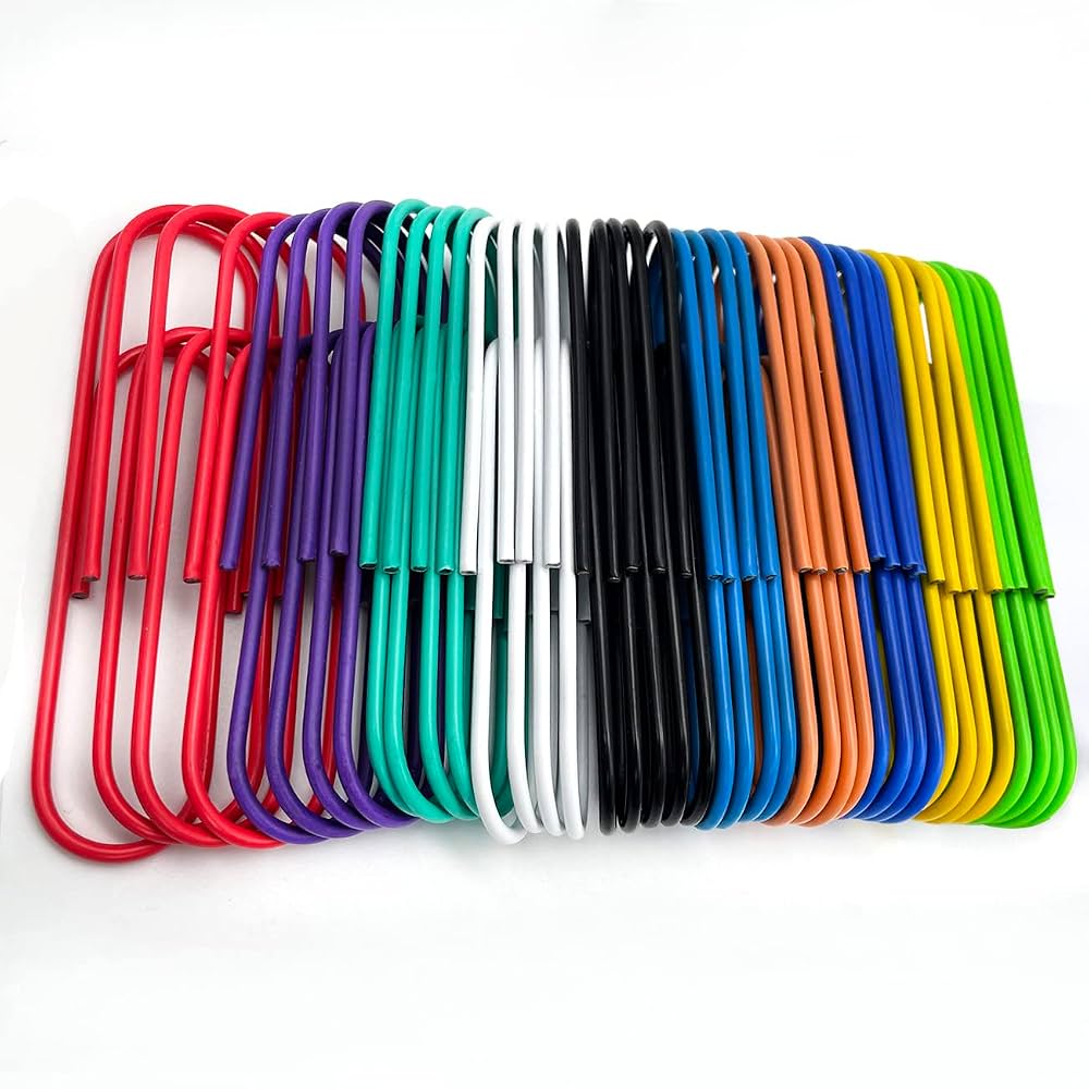 30 Trombones Jumbo Photway - 100mm - Multicolores - Revêtement Vinyle - Pour Bureau, École Ou Bricolage