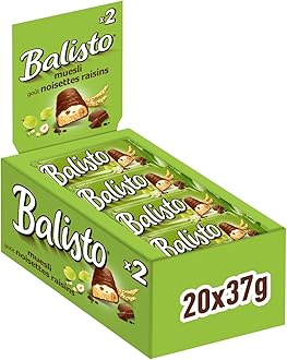 Balisto Muesli Milk Chocolate Biscuit Snack Bars, Bulk Chocolate Case, 20 x 37g