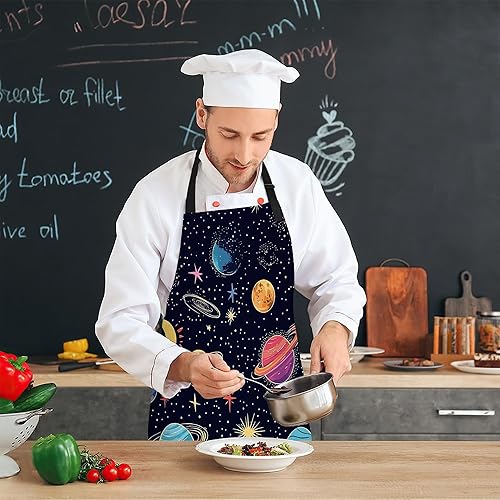 Miniatura 7 de Delantal de cocina ajustable con bolsillos para mujeres y hombres, delantal de chef suave para cocinar, barbacoa y parrilla