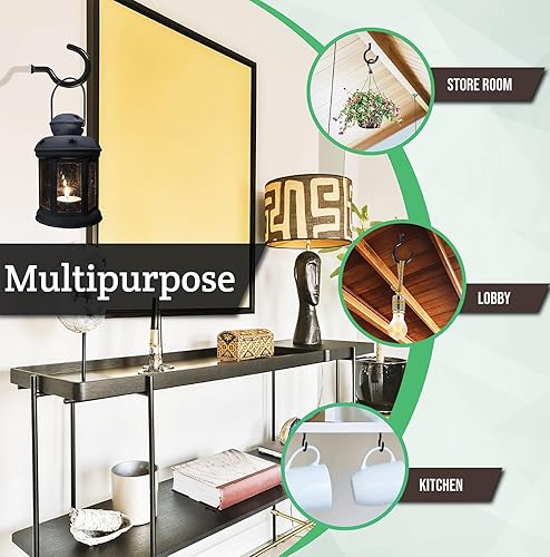 Miniatura 4 de Ganchos de techo para plantas colgantes, 20 piezas de 2.9 pulgadas con revestimiento de vinilo resistente para plantas y tazas de cocina, ganchos