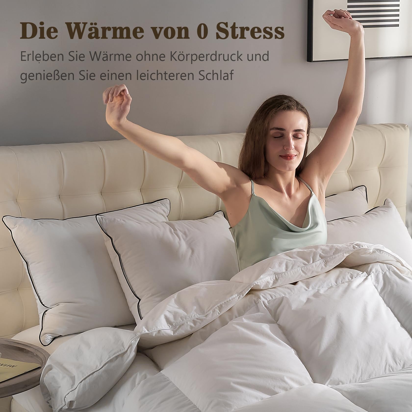 BPC Leichte Daunendecke 220x240, Sommer Bettdecke | 100% Bio-Baumwolle, Weich Federn Daunen Füllung, Öko-Tex und RDS Zertifiziert Steppdecke, 220x240 cm, Elfenbeinweiß