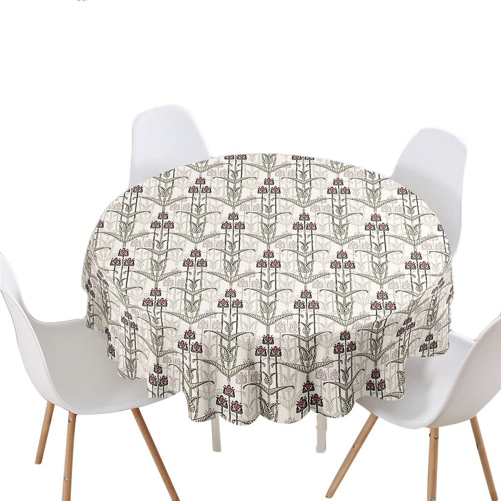 Highdi Small Flower 3D Print Round Tablecloth Polyester Waterproof Dust-Proof Wipe Clean Circular Table Cover For Dinner Kitchen Holiday Bistro Garden Outdoors (,Diameter 100Cm)