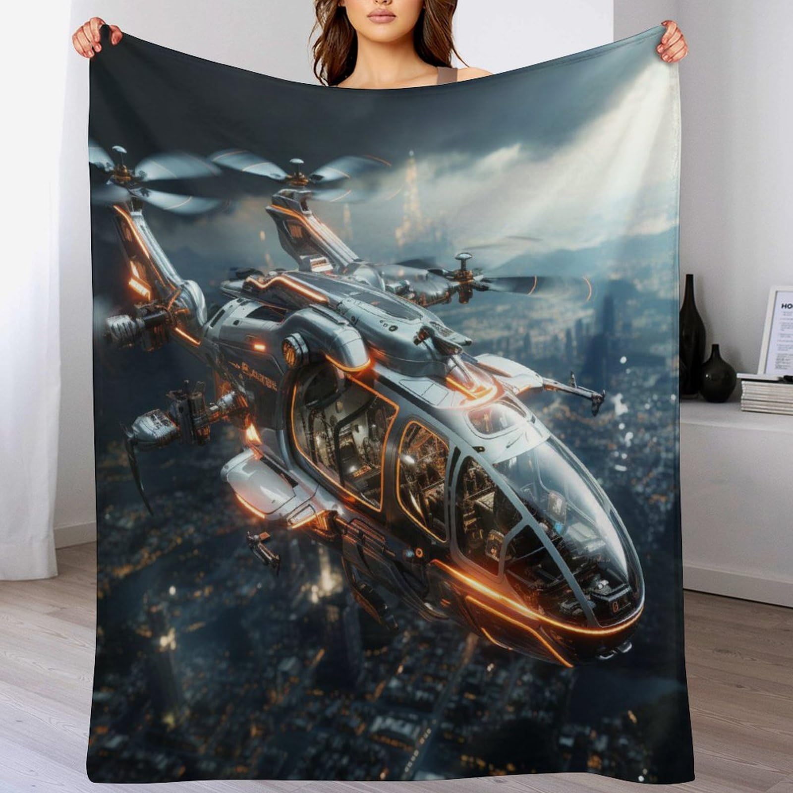 Plaid hélicoptère douillet et moelleux pour voyage et extérieur