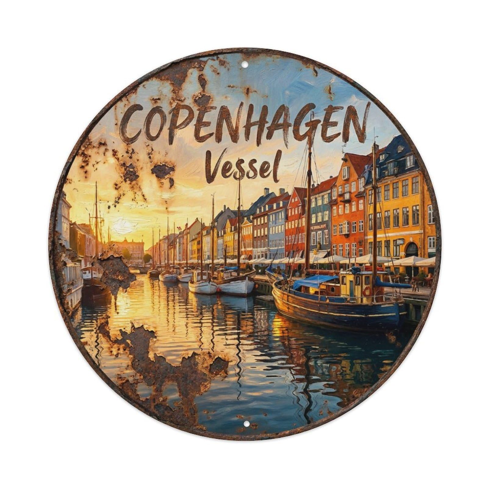 Fqnyr Style Metal Tin Sign Vintage Travel Copenhagen Denmark Soul