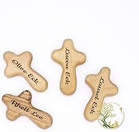 Vista 3 de Cruz de comodidad personalizada para bautismo, bautizo y confirmación, regalo de cruz de comodidad Cruz de comodidad de madera de olivo