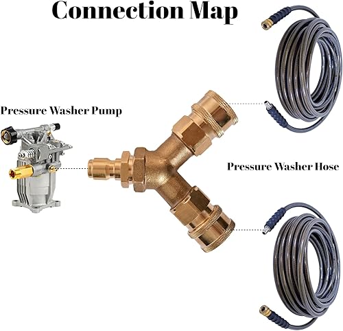 Miniatura 3 de Arandela a presión Tee Acoplador divisor de ajuste de 38 pulgadas Conexión rápida de dos pistolas a una Lavadora eléctrica Accesorios de 4.0 GPM