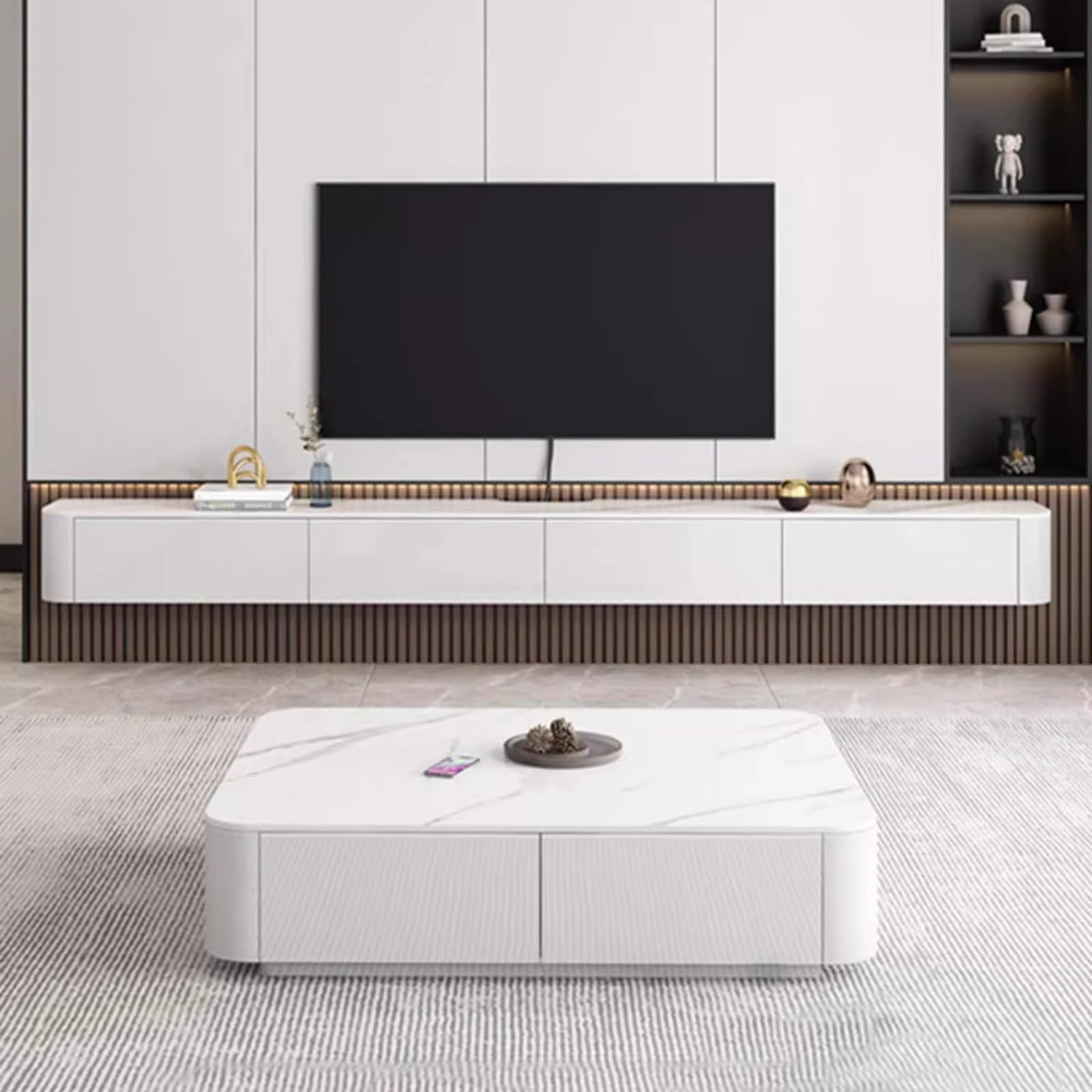 Mobile TV Sospeso, Console Multimediale A Parete Con Ante A Ribalta E Cassetti, Mobile Porta TV A Parete Per Lettore DVD, Decoder, Console Per Videogiochi(Gray,120x24x20cm)