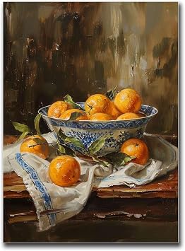 YOUXIGOUYUE Canvas Painting Poster and Print Vintage Fruit Oranges Still Life Painting Modern Home and Bedroom Decoration 8X12inch