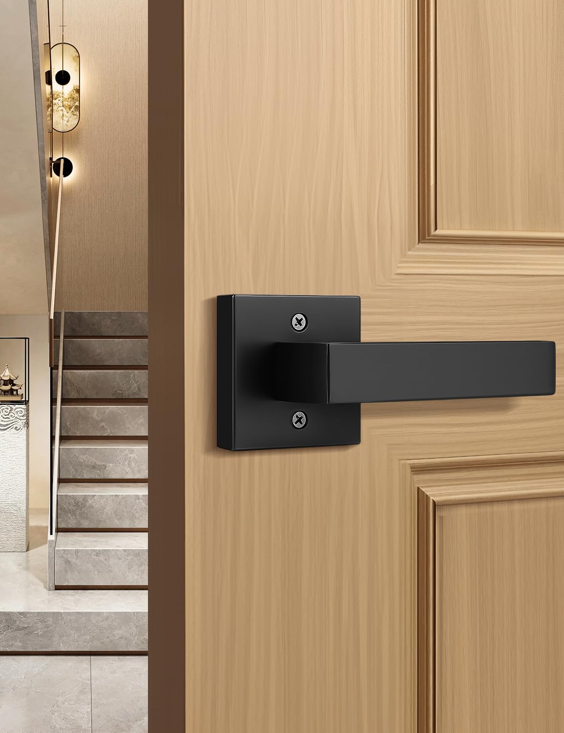 Tinewa Dummy Door Handle for Left Hand and Right Hand, Square Black Door Konb for Closet, Non-Turning Single Side Pull, 1 Pack