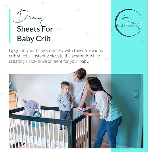 Miniatura 3 de Paquete de sábanas de colchón para cuna de bebé, colección sedosa para dulces sueños, sábanas de satén de tamaño estándar en gris y beige, juego de