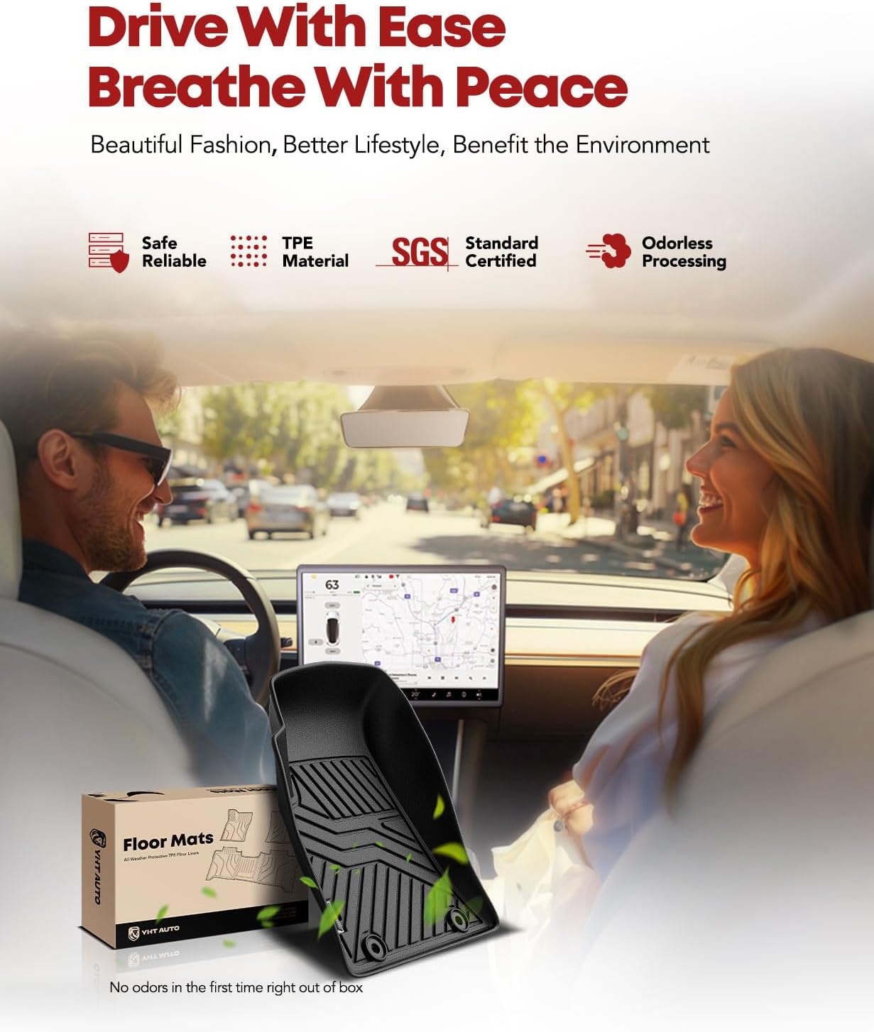 YHTAUTO Automotive All Weather Floor Mats Compatible with Dodge Challenger 2011-2023 RWD Car Mats Custom Fit TPE Floor Liners Front & Back Seat, Black, Set of 4 - Image 3