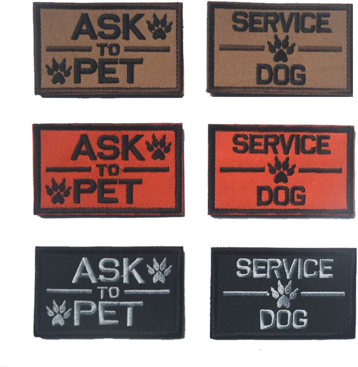 Service Dog Ask to Pet Embroidered Tactical Morale Patch Badge for Dog Pet Tactical Vest 6 PCS