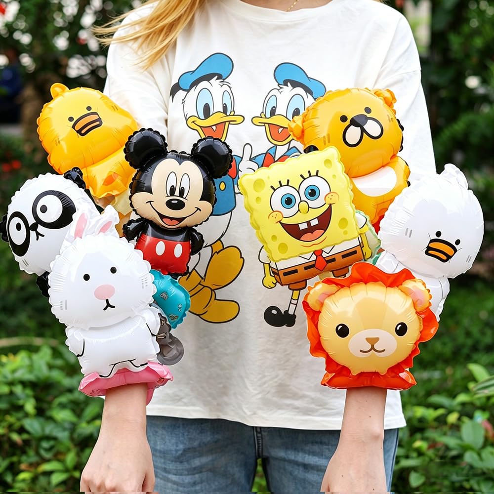 Photo 1 of 10PCS Mini Animal Wrist Balloons 10 Pack, Cute Inflatable Cartoon Design, Wearable For Party Games And Birthday Decor, 9-10 Styles, 10PCSBIN 10-PM-07
