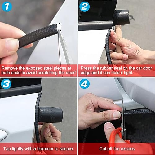 Miniatura 6 de MYFAMIREA Protectores de borde de puerta de automóvil de 66 pies de largo, en forma de U, protector de sello de goma para puerta de automóvil,